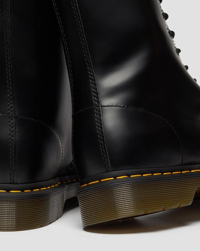 Black Men's Dr Martens 1490 Smooth Leather Mid Calf Ankle Boots | CA 416DFM